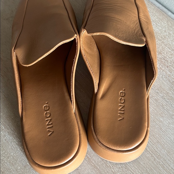 Vince Tan Leather Slide Loafers, Square Toe, minimalist, chic Women’s Size 5 - Picture 5 of 11
